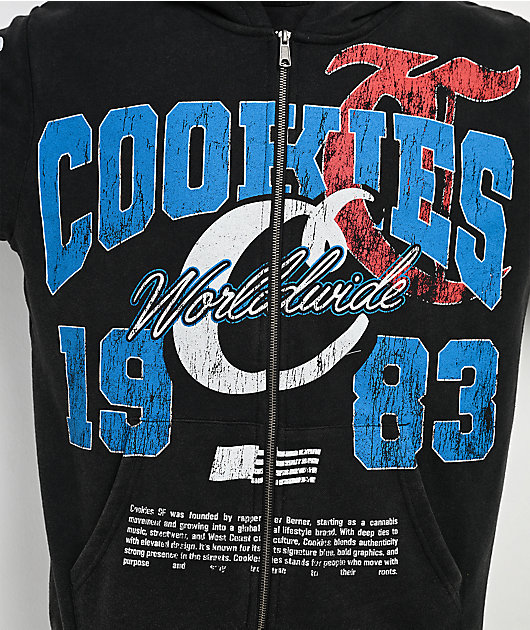 Cookies Champions Only Black Wash Zip Hoodie