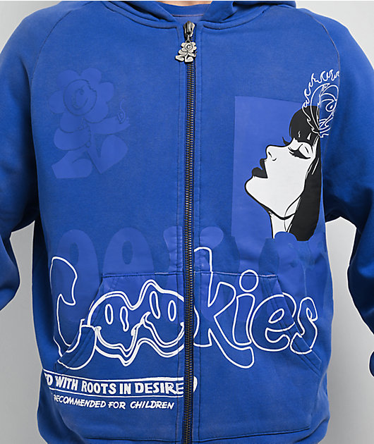 Cookies Florist Blue Wash Zip Hoodie