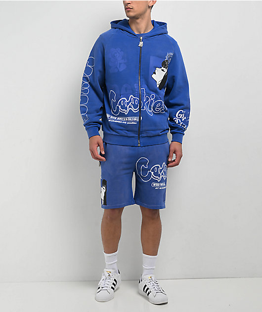 ★ citybreeze★ Essential City Flower SweatshirtNAVY CUG3SW Cookies Florist Blue Wash Zip Hoodie | Zumiez