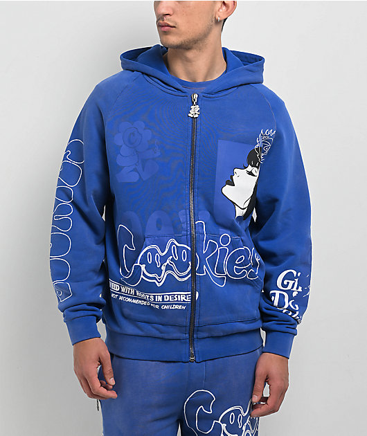 Cookies Florist Blue Wash Zip Hoodie | Zumiez
