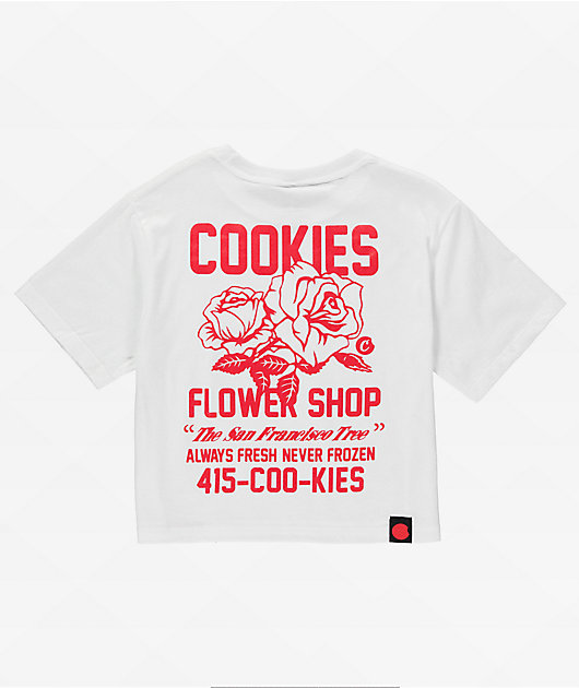 Cookies Flower Shop White Crop T-Shirt