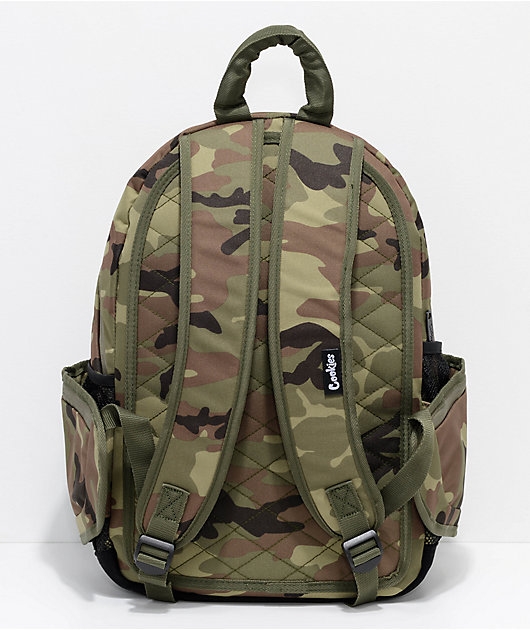 green camouflage backpack