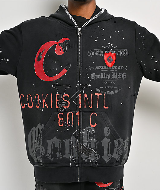 Cookies Gold Rush Splatter Black Heavyweight Zip Hoodie