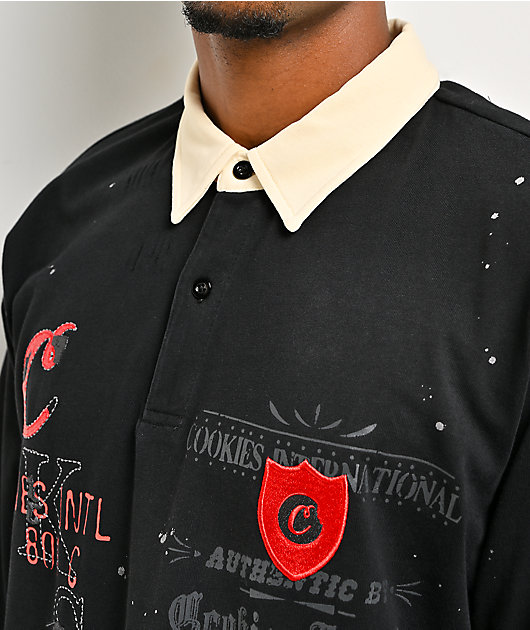 Cookies Gold Rush Splatter Black Long Sleeve Rugby Shirt