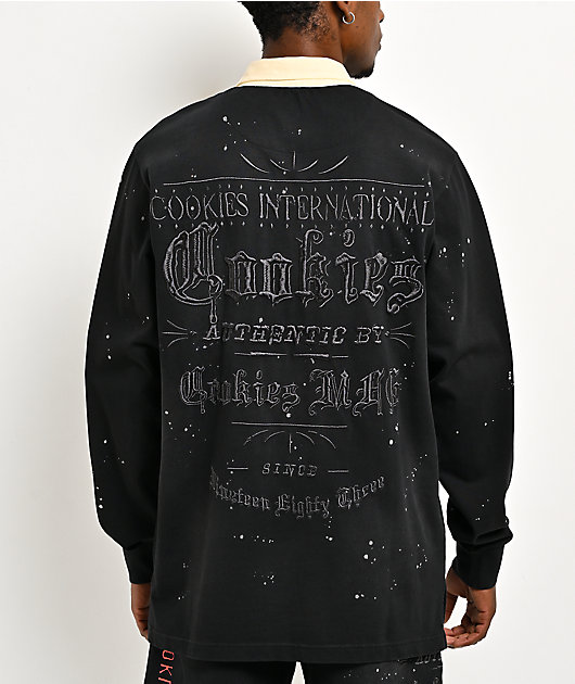 Cookies Gold Rush Splatter Black Long Sleeve Rugby Shirt