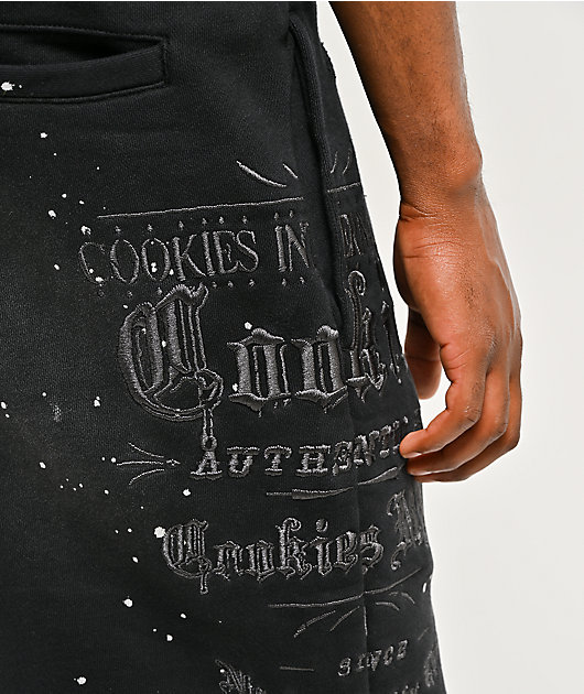 Cookies Gold Rush Splatter Black Sweat Shorts