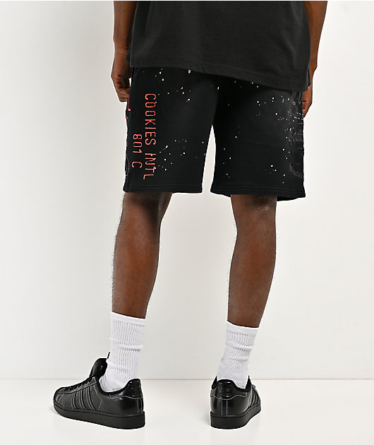 Cookies Gold Rush Splatter Black Sweat Shorts