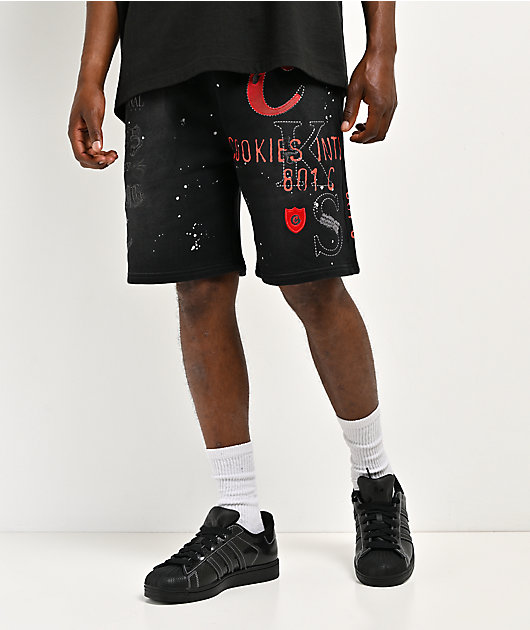 Cookies Gold Rush Splatter Black Sweat Shorts