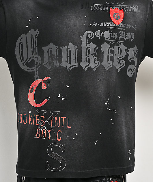Cookies Gold Rush Splatter Rhinestone Black Crop T-Shirt