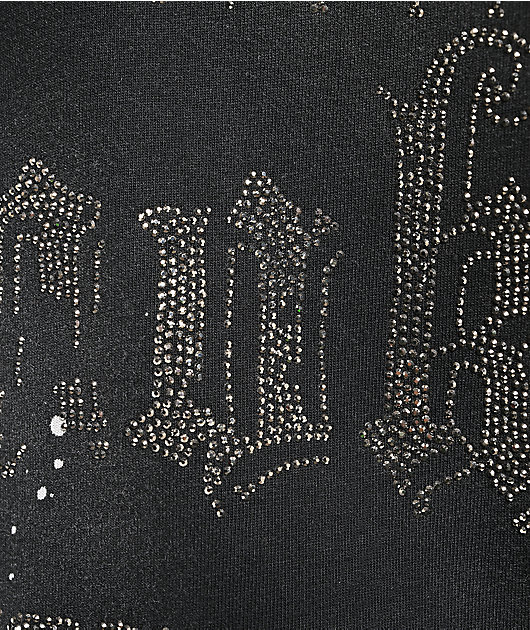 Cookies Gold Rush Splatter Rhinestone Black Crop T-Shirt