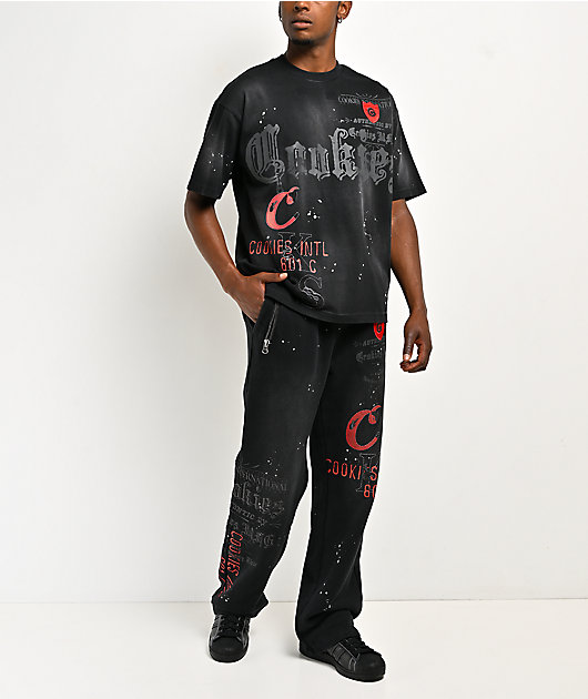 Cookies Gold Rush Splatter Rhinestone Black Crop T-Shirt