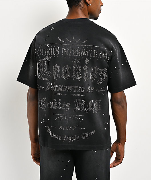 Cookies Gold Rush Splatter Rhinestone Black Crop T-Shirt