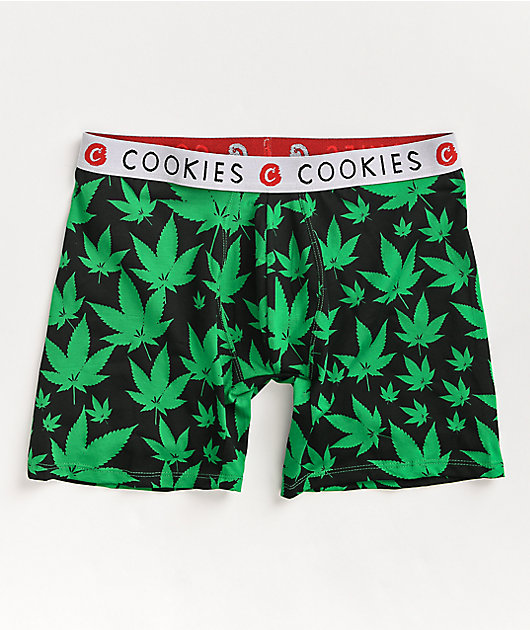 Cookies Leaf Print calzoncillos bóxer negros y verdes 