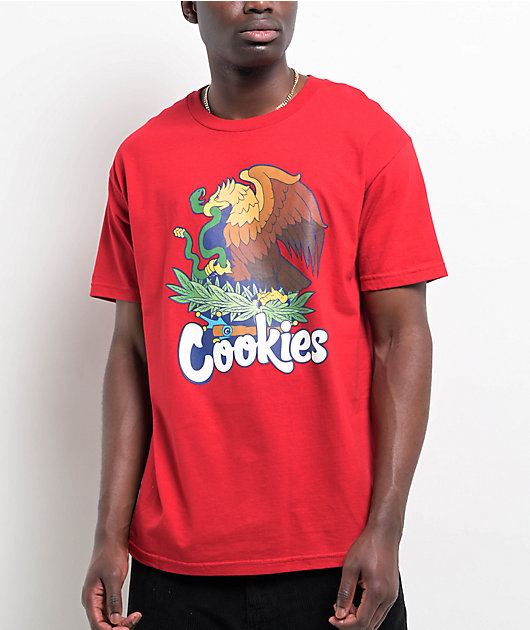Cookies メッシュシャツ 83 レッド Cookies Mexican Eagle Logo Red T-Shirt | Zumiez