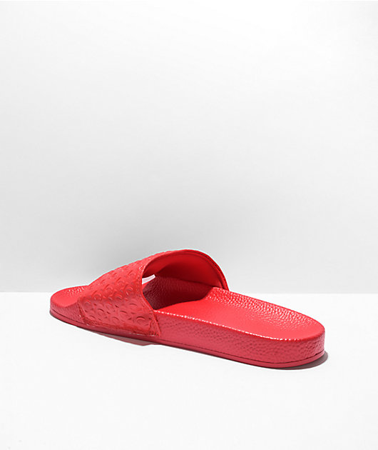 Cookies Monogram Embossed Red Slide Sandals