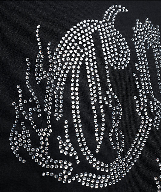 Cookies Rhinestone World On Fire Black T-Shirt