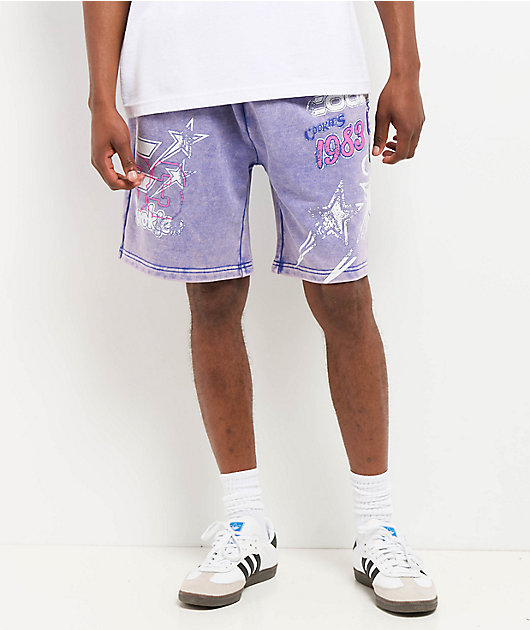 Cookies Star Power Purple Wash Sweat Shorts | Zumiez