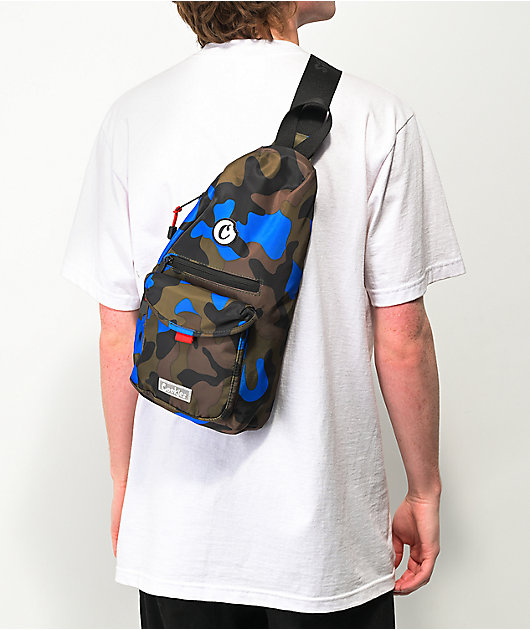 BLUE CAMO) Layers Smell Proof Nylon Shoulder Bag - Selfmade Boutique