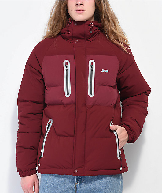 Burgandy puffer jacket best sale