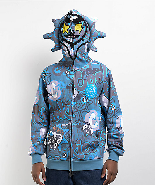 Cookies x Glo Gang AOP Grey & Blue Zip Hoodie | Zumiez