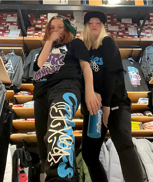 Cookies x OTX BOYZ Graffiti Paint Black Sweatpants | Zumiez