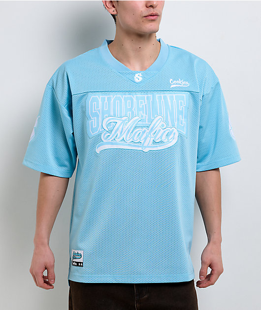 極美品 USA製 ケン ステイブラー NFL ゲームシャツ 水色 Cookies x Shoreline Mafia Baby Blue Football Jersey | Zumiez