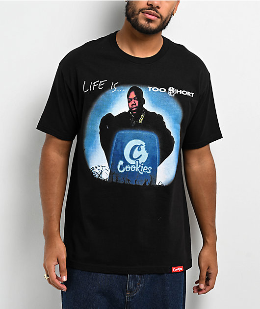 トップス ACLENT Point logo short sweat shirt Cookies x Too Short L.I.T.S. Black T-Shirt | Zumiez