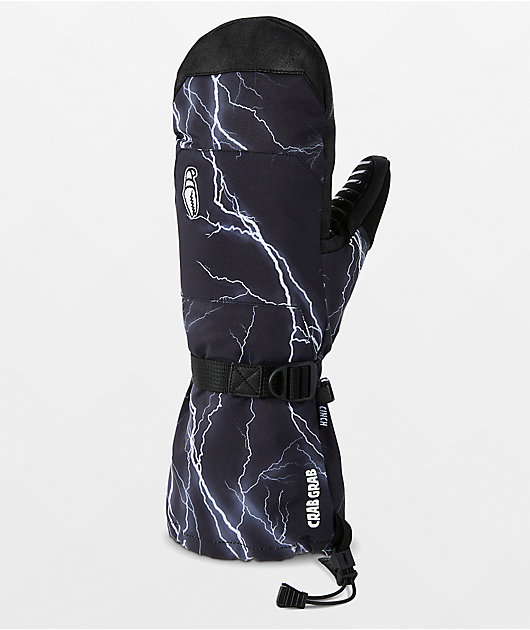 Crab Grab Cinch Lightning Black 15K Snowboard Mittens
