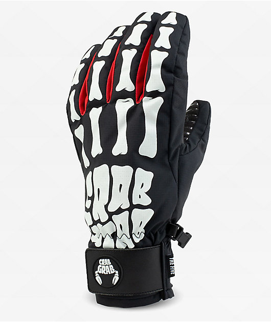 Crab Grab Five Bones 15K Black & White Snow Gloves | Zumiez