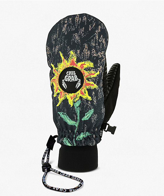 Crab Grab Slap Sunflower Charcoal 15K Snowboard Mittens
