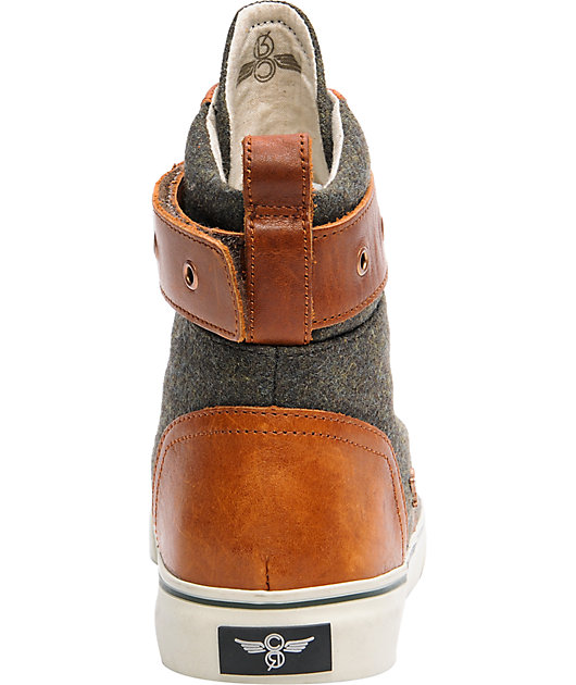 Creative Recreation Borelli Khaki Wool &amp; Brown Leather