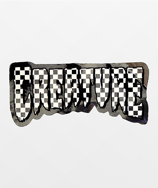Creature Logo Check pegatina plateada y negra