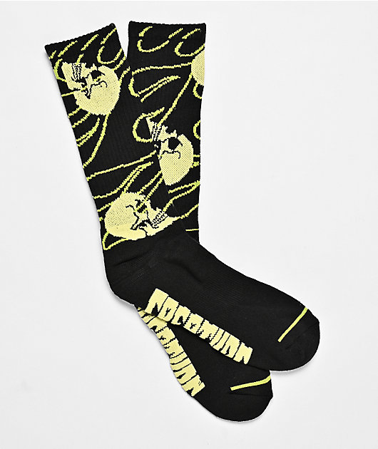 Creature Spiral Skull Black Crew Socks
