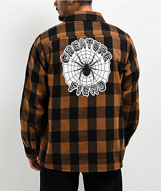 Creature Web Black & Brown Flannel Shirt | Zumiez