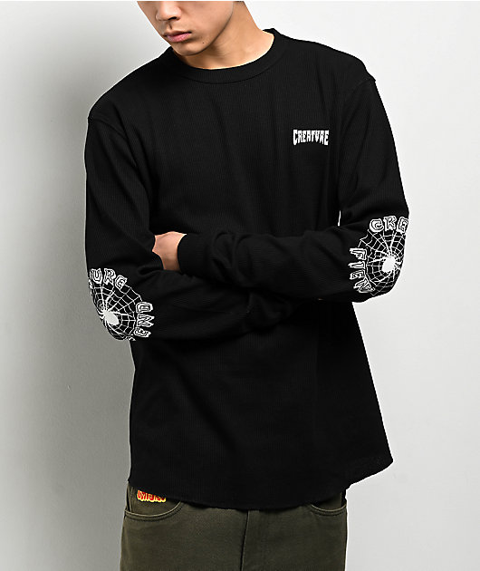 Creature Web Black Thermal Long Sleeve T-Shirt | Zumiez