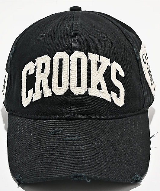 Crooks & Castles Collegiate Black Strapback Hat