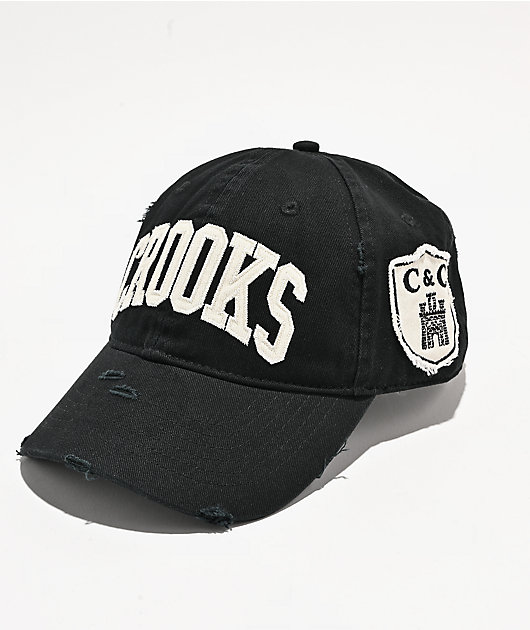 Crooks & Castles Collegiate Black Strapback Hat