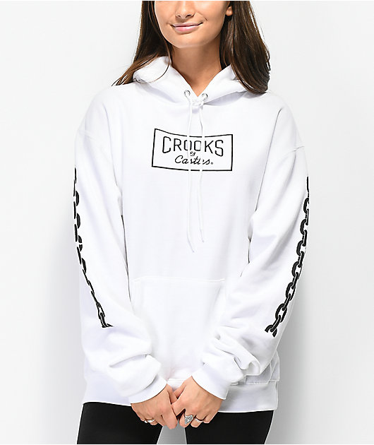 white crooks and castles hoodie