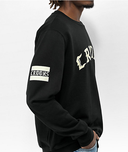 Crooks & Castles Varsity Black Crewneck Sweatshirt