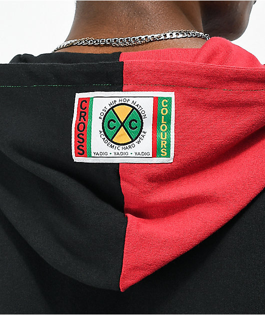 Cross Colors Red Green Black Colorblock Baseball Hoodie Zumiez