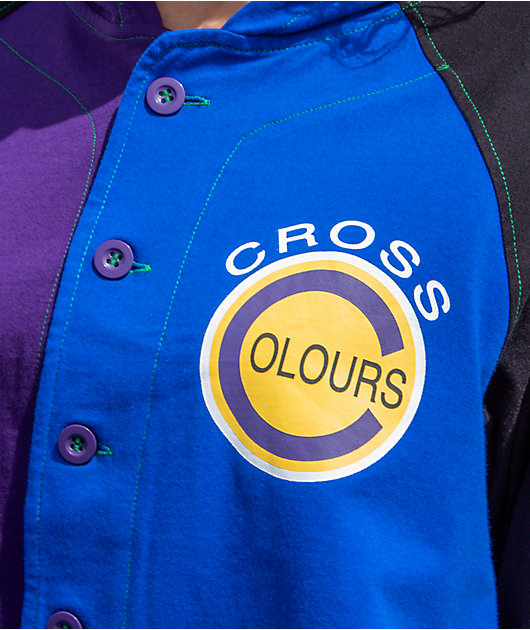 Cross Colours Colorblock Hooded Baseball Jersey