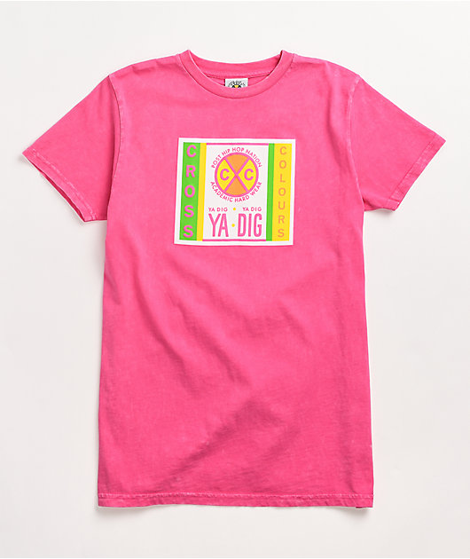 Cross Colours Label Logo Pink T-Shirt