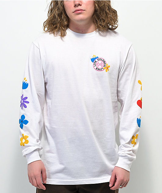 Cross Colours Live Colorful Lives White Long Sleeve T-Shirt