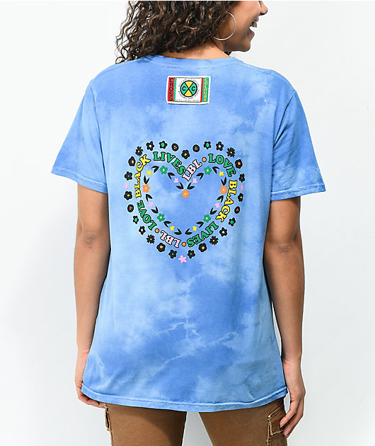 Cross Colours Love Lives Hearts camiseta teñida de cristal