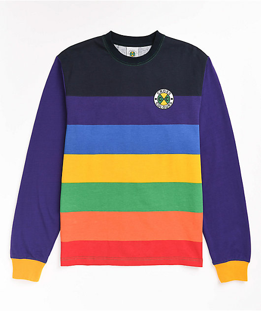 Cross Colours Multi Stripe Rainbow Long Sleeve T-Shirt | Zumiez