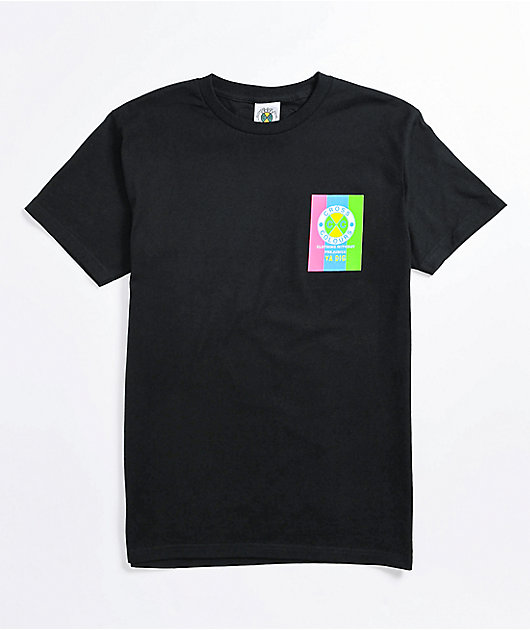 Cross Colours Neon Flag Logo Black T-Shirt