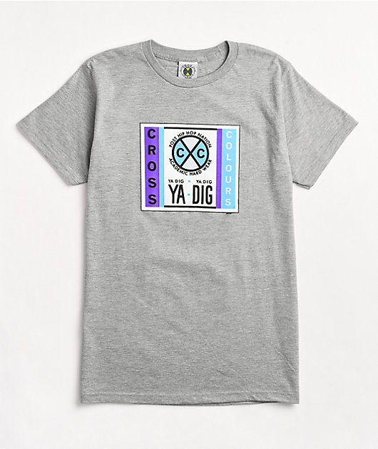Cross Colours Puff Label Logo Grey T-Shirt