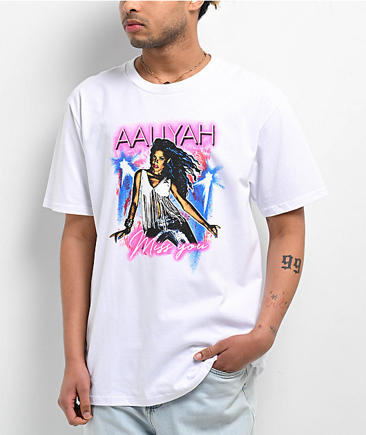 AALIYAH アリーヤ CROSS COLOURS フォトTシャツ 2XL Cross Colours x Aaliyah Miss You White T-Shirt | Zumiez
