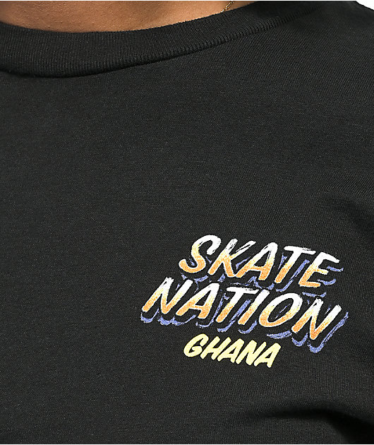 Cross Colours x Skate Nation Ghana camiseta corta negra de skate