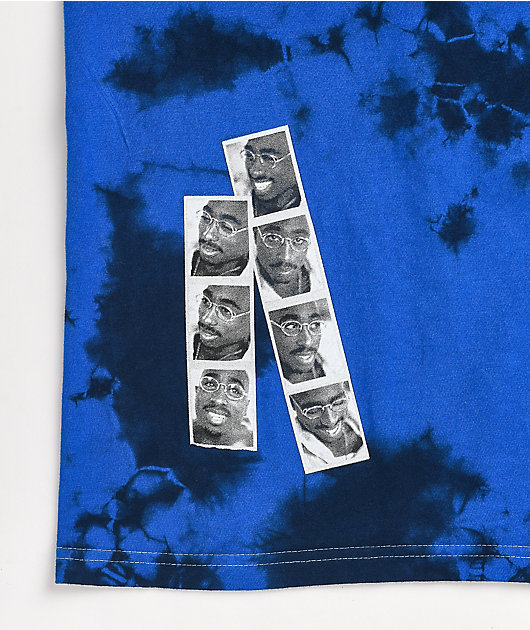 Cross Colours x Tupac All Smiles Blue Tie Dye T-Shirt
